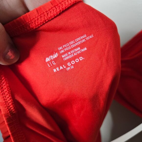 Aerie Red One Piece Swim Large - Picture 7 of 7